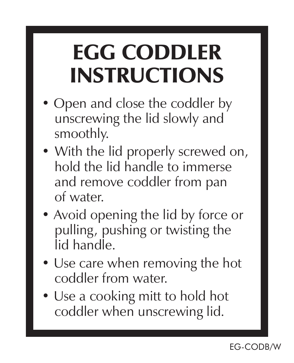 RSVP EGG CODDLER User Manual | 1 page