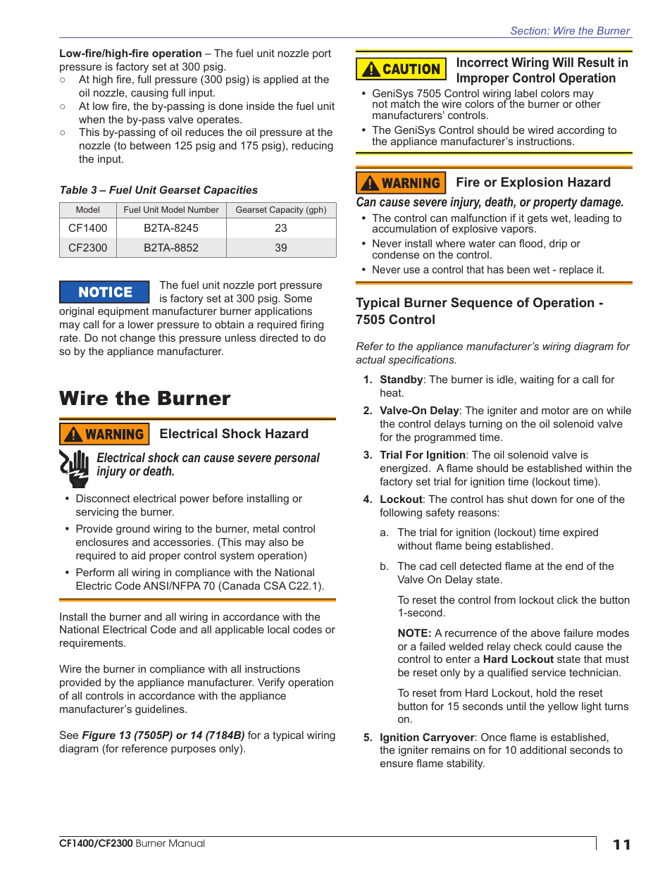 Wire the burner | Beckett CULUS CF1400 User Manual | Page 11 / 24