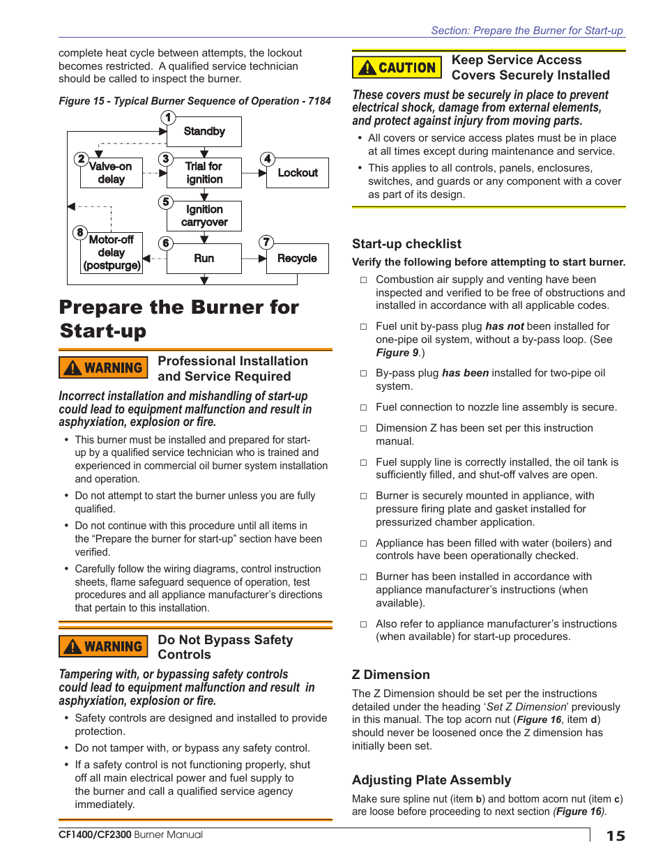 Prepare the burner for start-up | Beckett CULUS CF1400 User Manual | Page 15 / 24