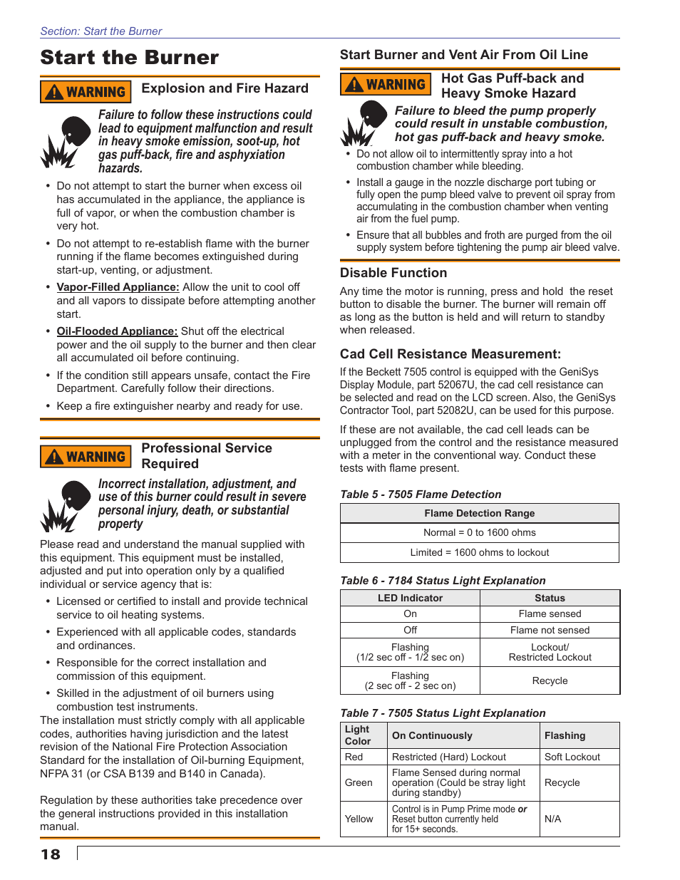 Start the burner | Beckett CULUS CF1400 User Manual | Page 18 / 24