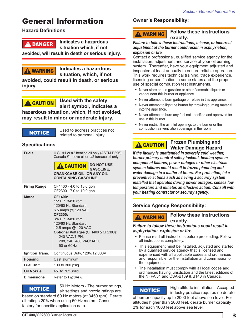 General information | Beckett CULUS CF1400 User Manual | Page 3 / 24