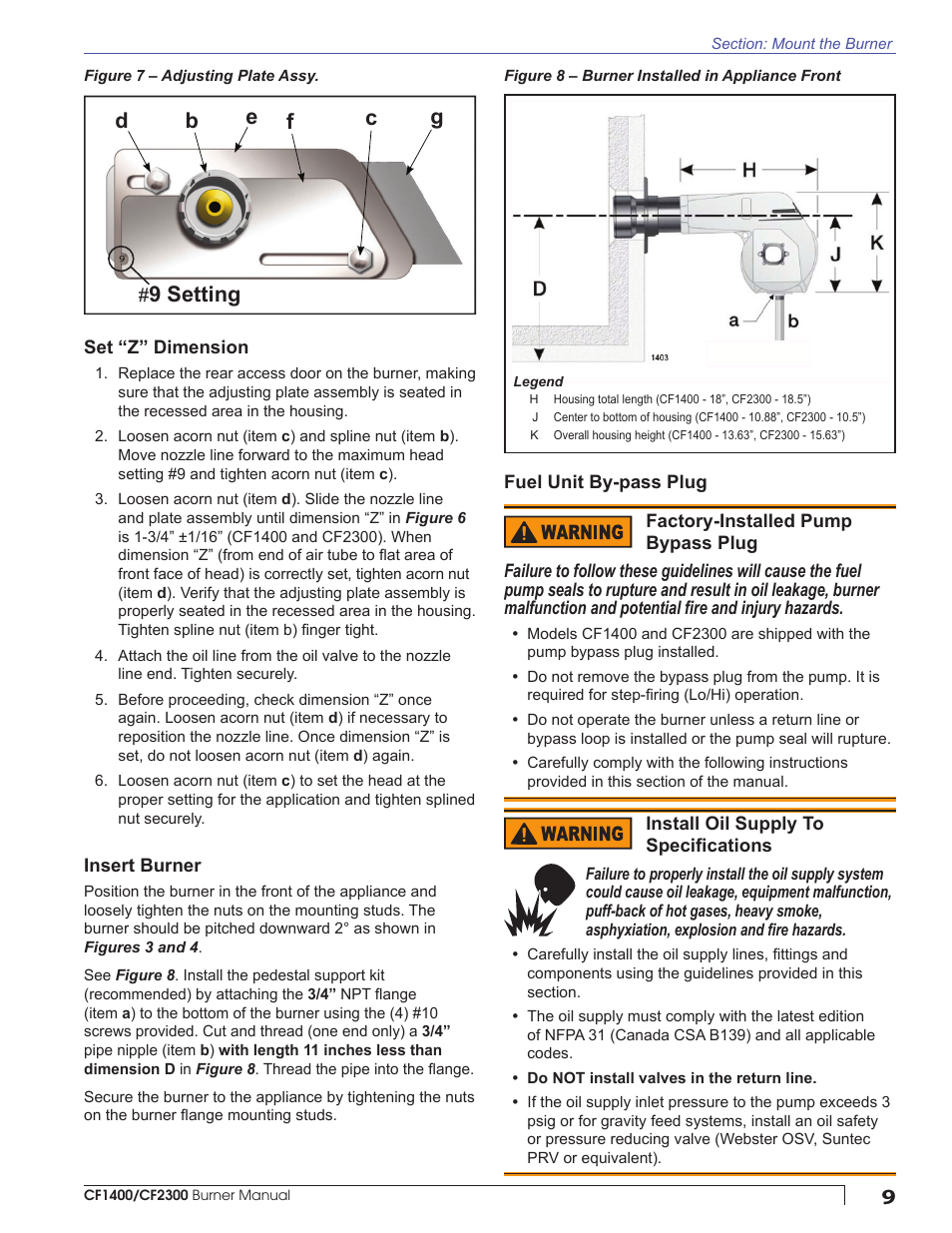 9 setting | Beckett CULUS CF1400 User Manual | Page 9 / 24