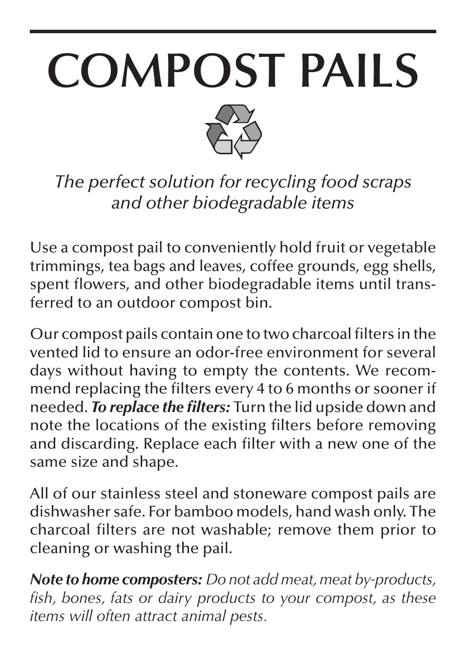 RSVP COMPOST PAILS User Manual | 2 pages