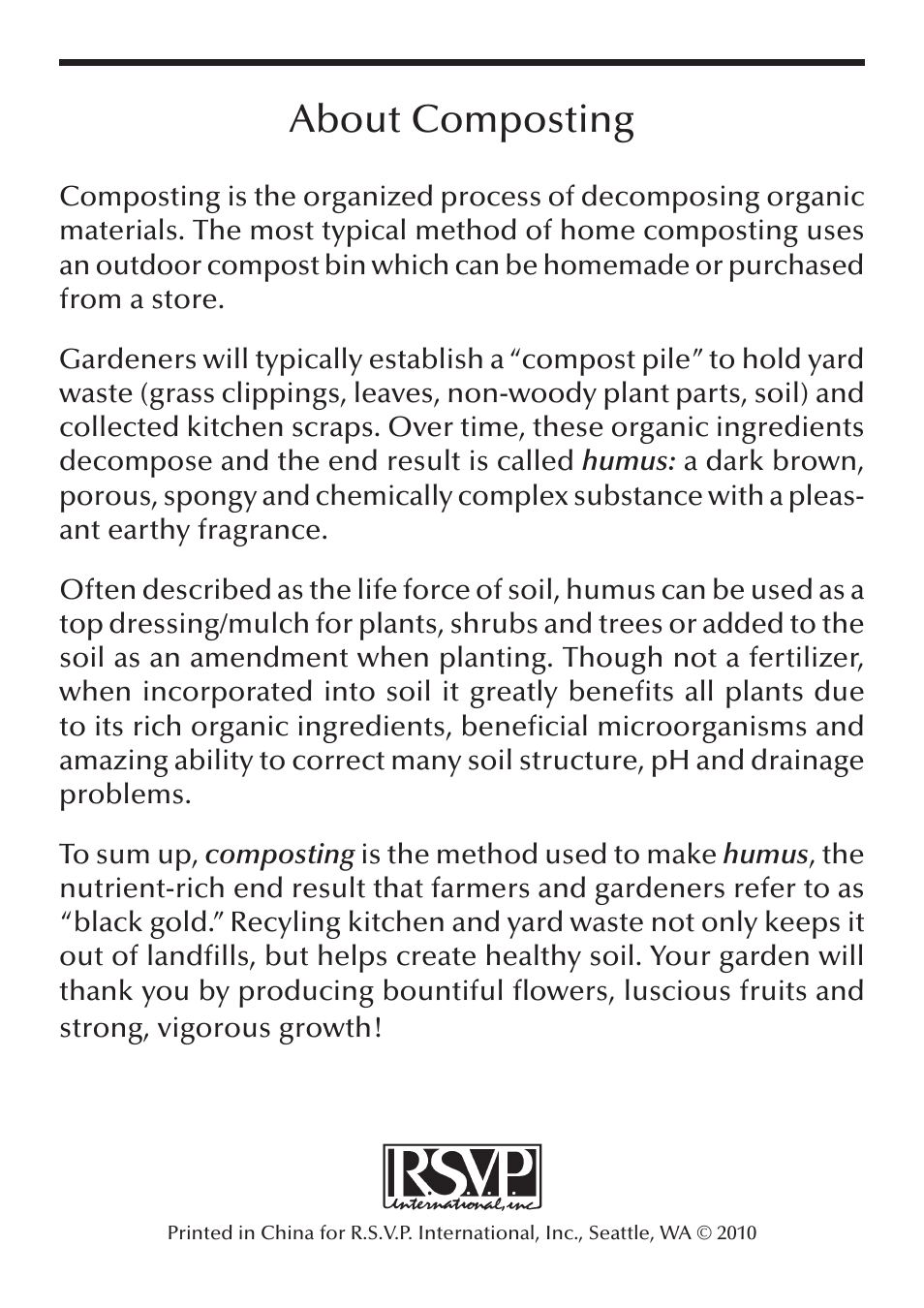 About composting | RSVP COMPOST PAILS User Manual | Page 2 / 2