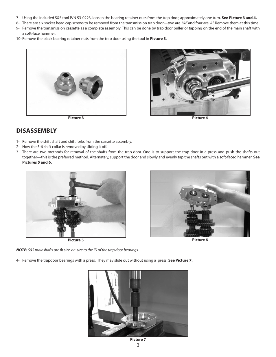 Disassembly | S&S Cycle Shift Collar Replacement for S&S Transmission User Manual | Page 3 / 7