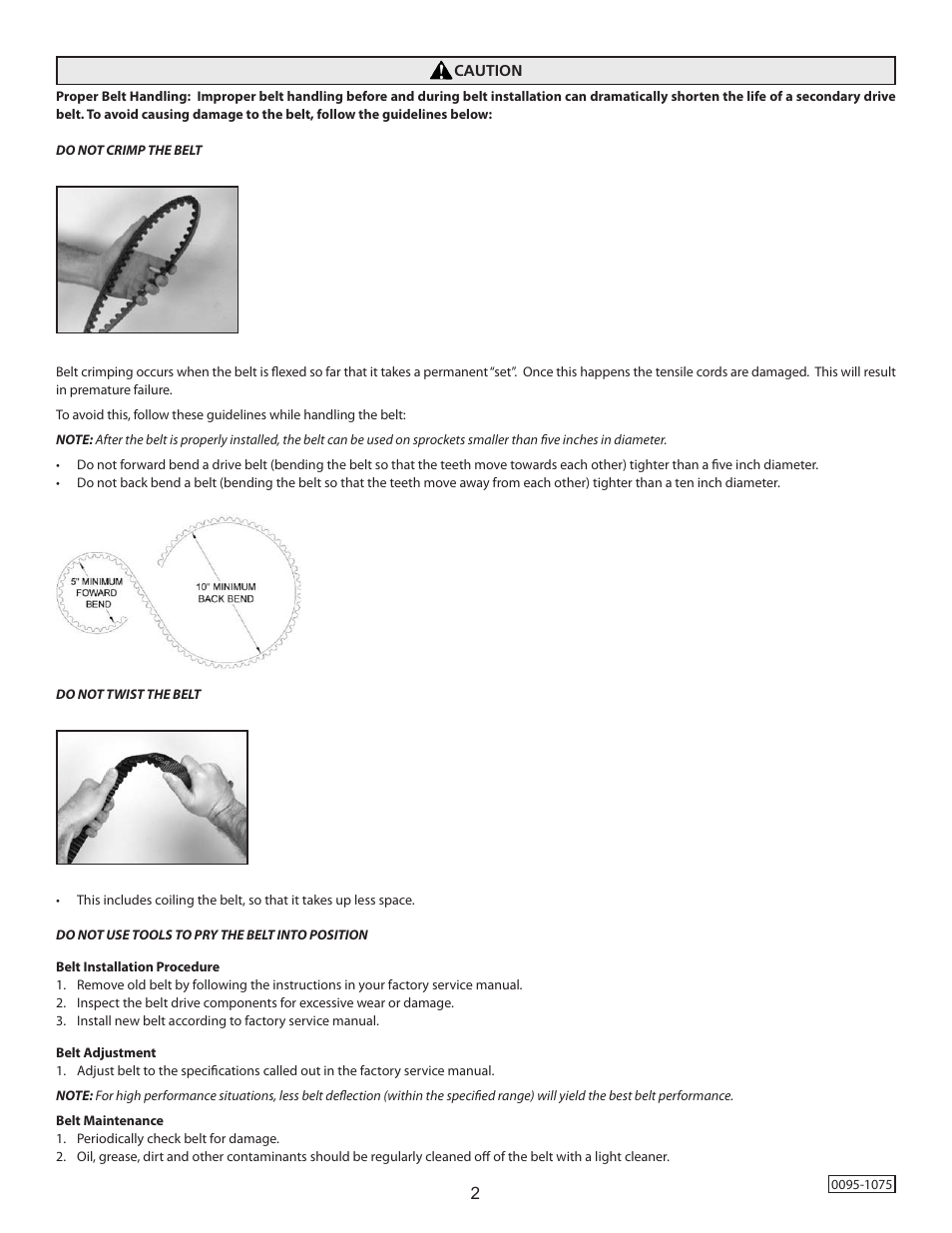 S&S Cycle Secondary Drive Belt Handling and Installation User Manual | Page 2 / 2