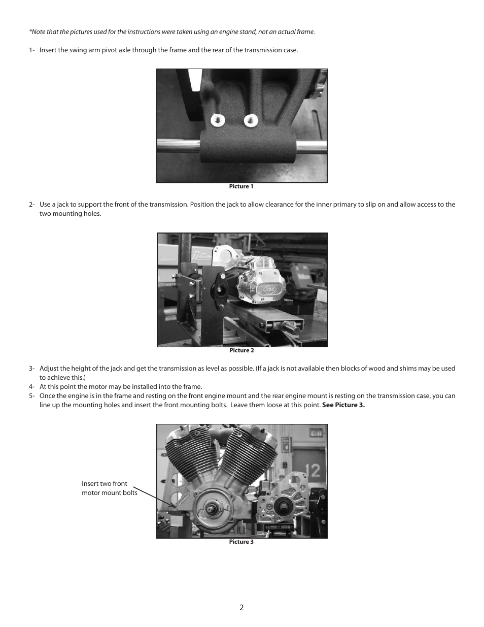 S&S Cycle X-Wedge Rubbermount (XW-R) Transmission Case with Engine and Swing Arm Mount User Manual | Page 2 / 8