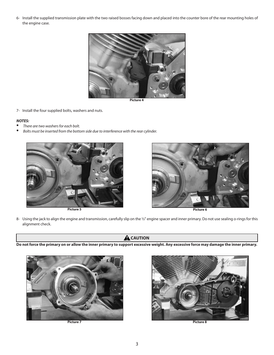 S&S Cycle X-Wedge Rubbermount (XW-R) Transmission Case with Engine and Swing Arm Mount User Manual | Page 3 / 8