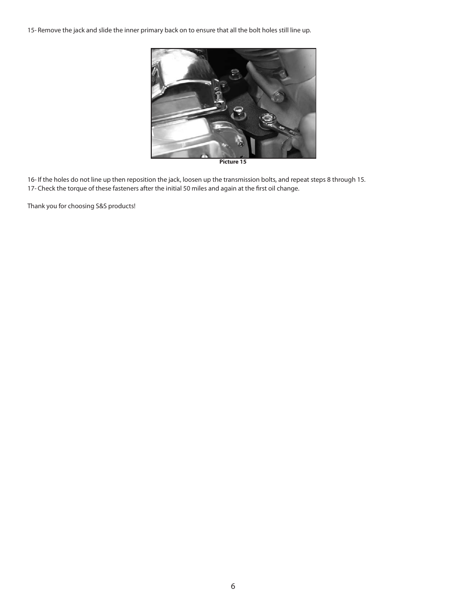 S&S Cycle X-Wedge Rubbermount (XW-R) Transmission Case with Engine and Swing Arm Mount User Manual | Page 6 / 8