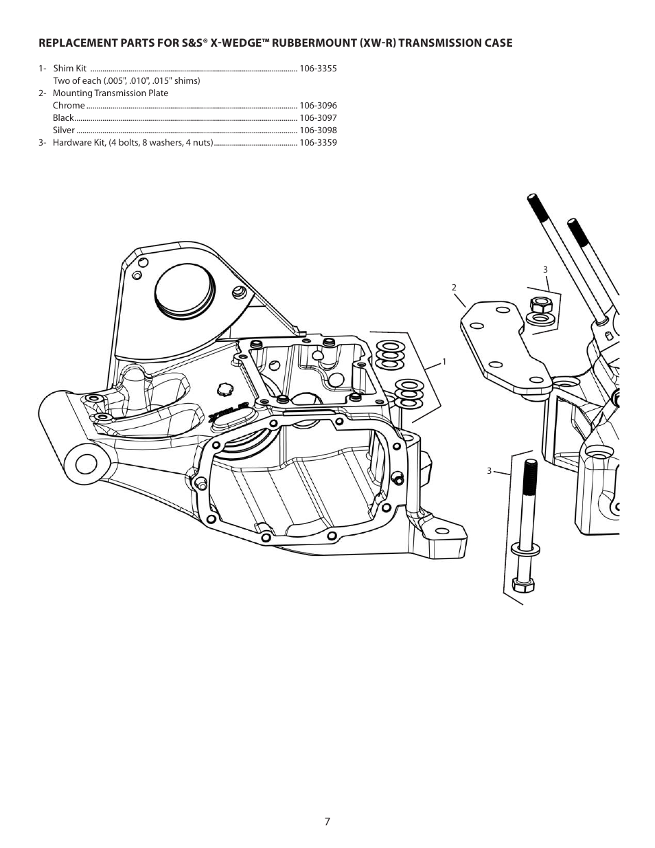 S&S Cycle X-Wedge Rubbermount (XW-R) Transmission Case with Engine and Swing Arm Mount User Manual | Page 7 / 8