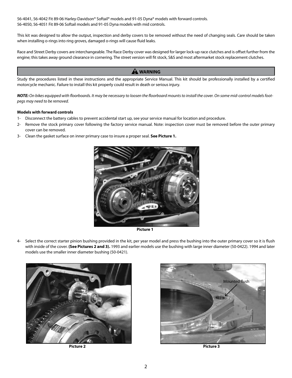 S&S Cycle Billet Primary Cover for 1989-06 Harley-Davidson Softail and 1991-05 Dyna Models with Forward and Mid Controls User Manual | Page 2 / 4
