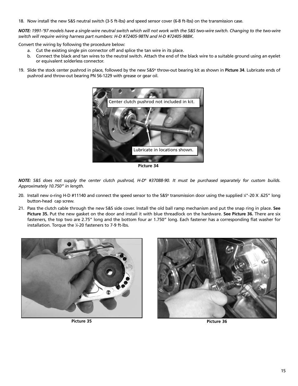 S&S Cycle All-Helical Transmission Gear Set Cassettes for Harley-Davidson 1991-05 Dyna, 1991-06 FLT and Softail models, and Custom Applications User Manual | Page 15 / 20