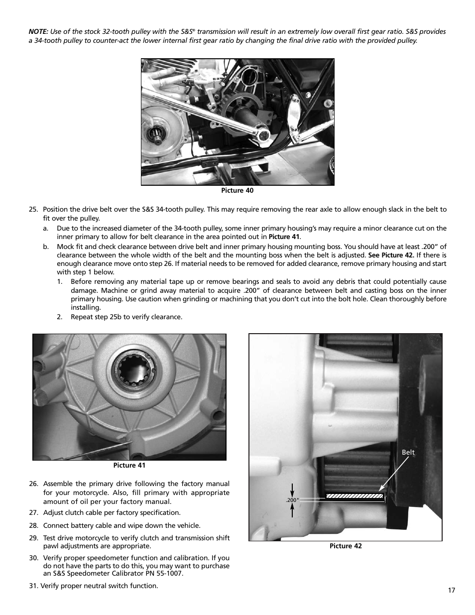 S&S Cycle All-Helical Transmission Gear Set Cassettes for Harley-Davidson 1991-05 Dyna, 1991-06 FLT and Softail models, and Custom Applications User Manual | Page 17 / 20