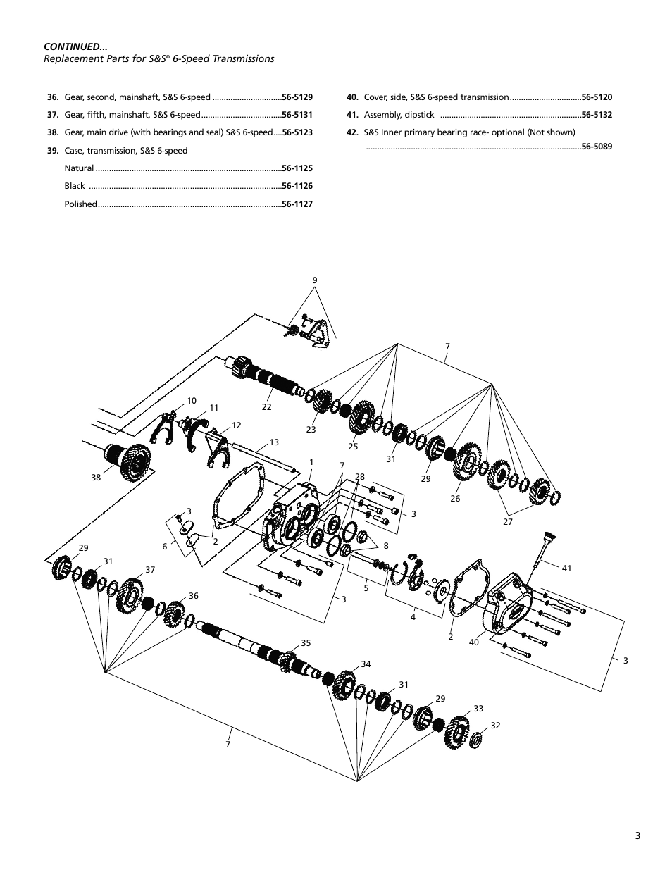 S&S Cycle All-Helical Transmission Complete Assembly for 1991-99 Harley-Davidson Softail and Custom Applications User Manual | Page 3 / 8
