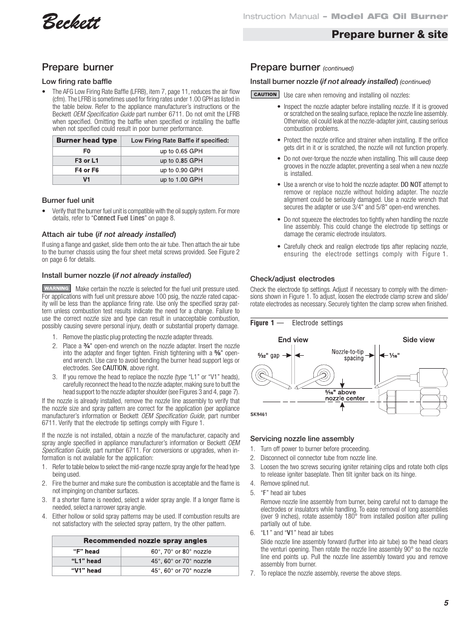 Prepare burner & site, Prepare burner | Beckett 120 Vac/60 Hz User Manual | Page 5 / 12