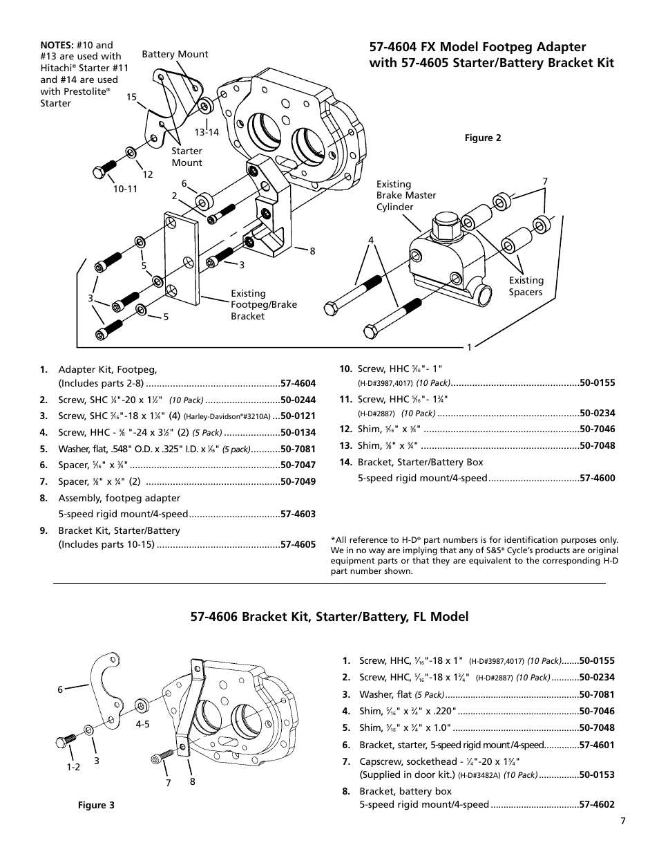 4606 bracket kit, starter/battery, fl model | S&S Cycle Transmission Case, 4-to-5 Speed User Manual | Page 7 / 8