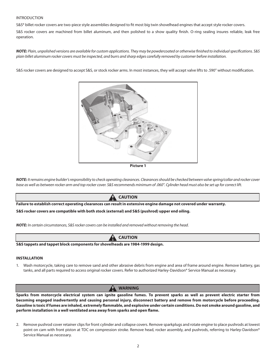 S&S Cycle Rocker Boxes for 1966-84 Big Twin User Manual | Page 2 / 7