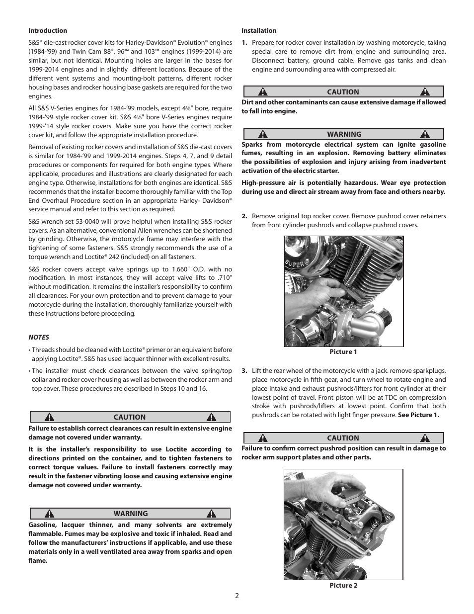 S&S Cycle Die-Cast Rocker Covers for 1984–99 and 1999–14 Harley-Davidson Big Twin Engines and S&S V-Series and T-Series engines User Manual | Page 2 / 7