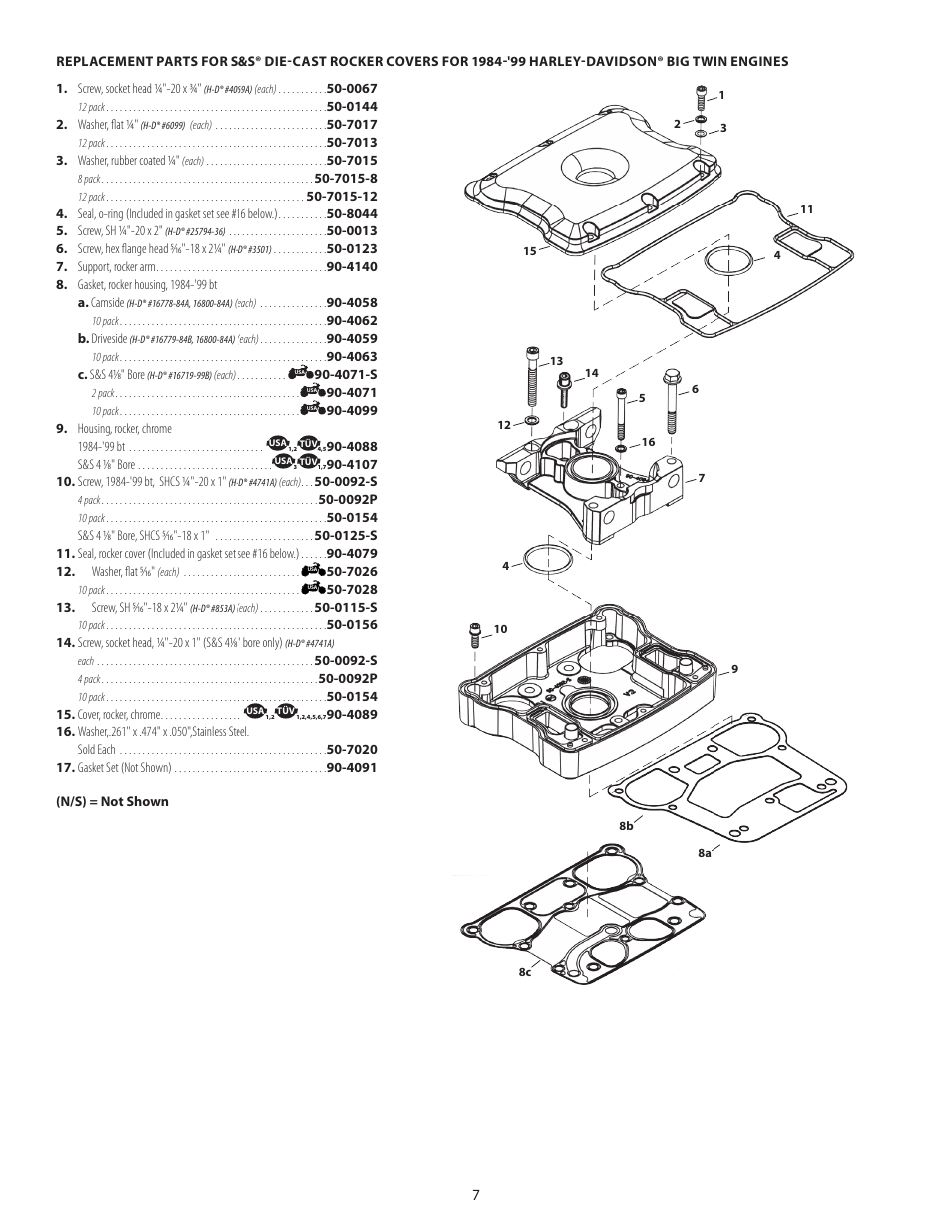S&S Cycle Die-Cast Rocker Covers for 1984–99 and 1999–14 Harley-Davidson Big Twin Engines and S&S V-Series and T-Series engines User Manual | Page 7 / 7