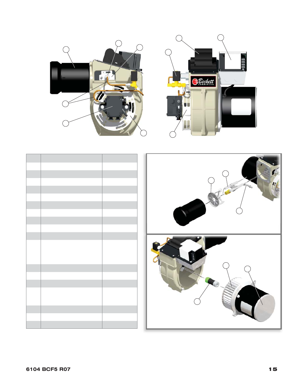 Replacement parts | Beckett 800 User Manual | Page 15 / 16