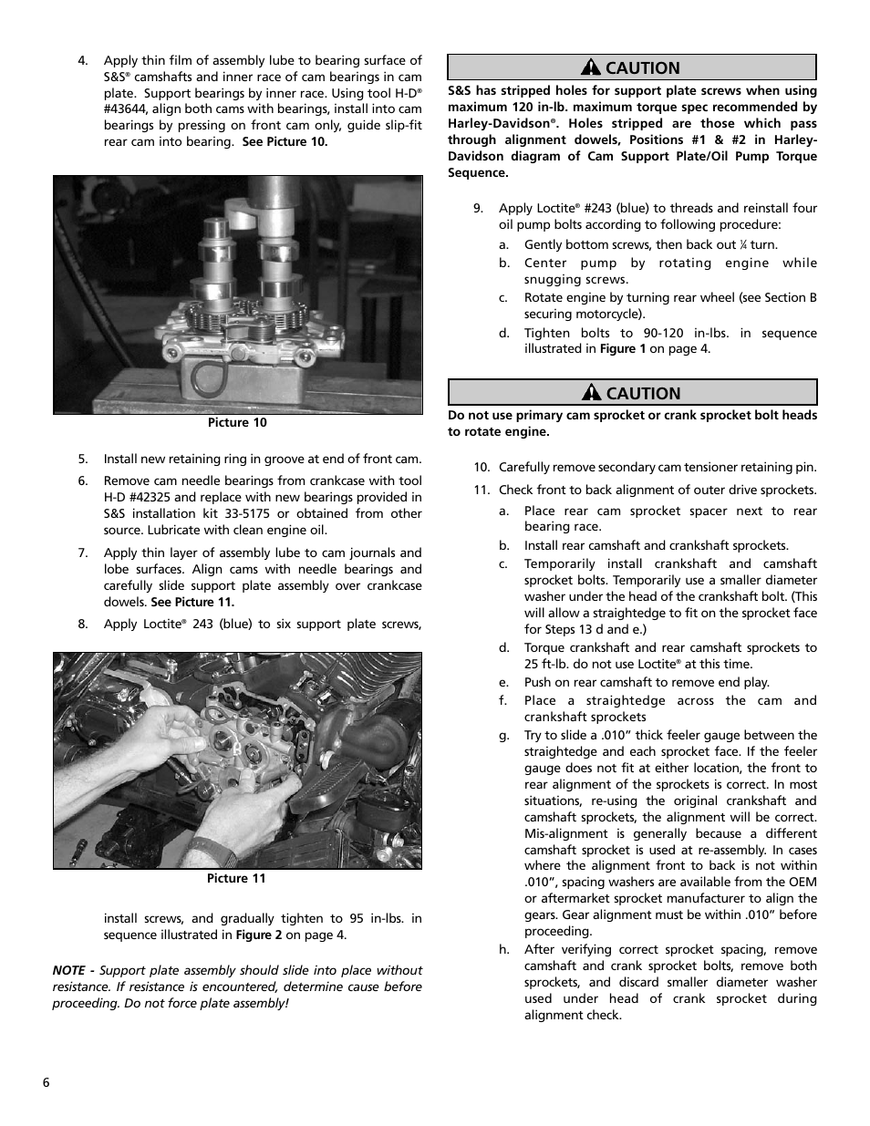 Caution | S&S Cycle Chain Drive Camshaft Set for Harley-Davidson Twin Cam 88 Engines User Manual | Page 6 / 8