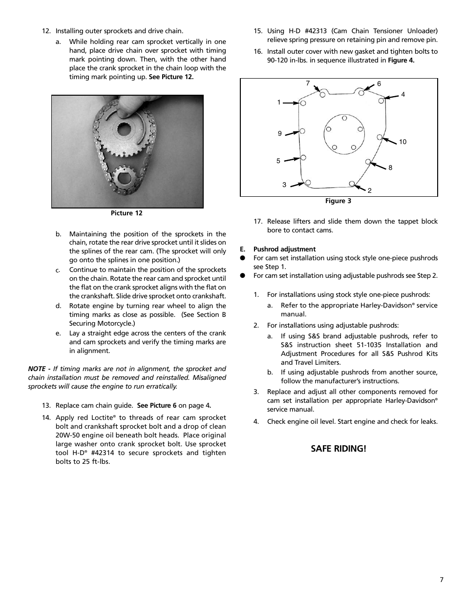 Safe riding | S&S Cycle Chain Drive Camshaft Set for Harley-Davidson Twin Cam 88 Engines User Manual | Page 7 / 8