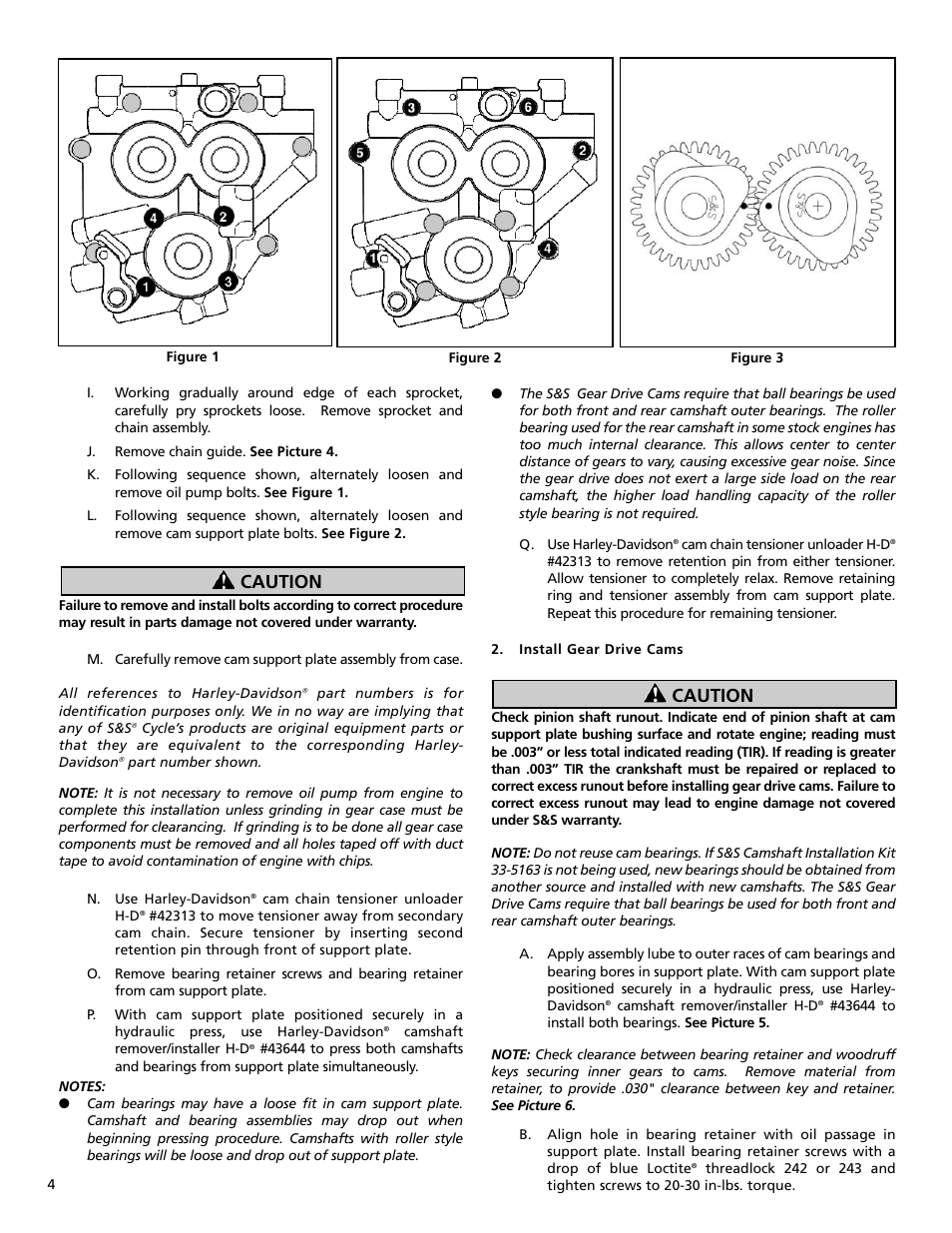 Caution | S&S Cycle Gear Drive Cams for Harley-Davidson Twin Cam 88 Engines User Manual | Page 4 / 8