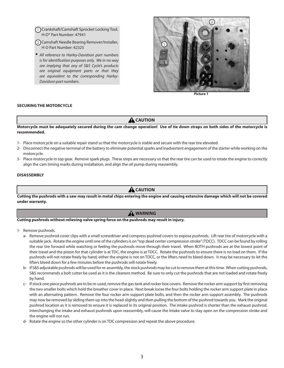 S&S Cycle Chain Drive Camshaft for 2007-Up Big Twin and 2006-Up Harley-Davidson Dyna User Manual | Page 3 / 7