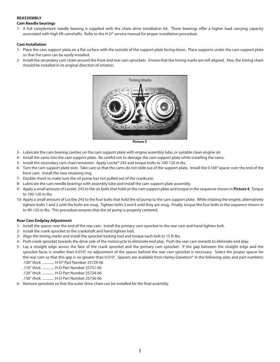 S&S Cycle Chain Drive Camshaft for 2007-Up Big Twin and 2006-Up Harley-Davidson Dyna User Manual | Page 5 / 7