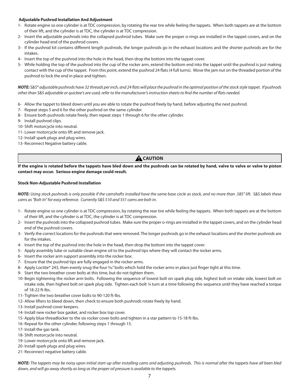 S&S Cycle Chain Drive Camshaft for 2007-Up Big Twin and 2006-Up Harley-Davidson Dyna User Manual | Page 7 / 7