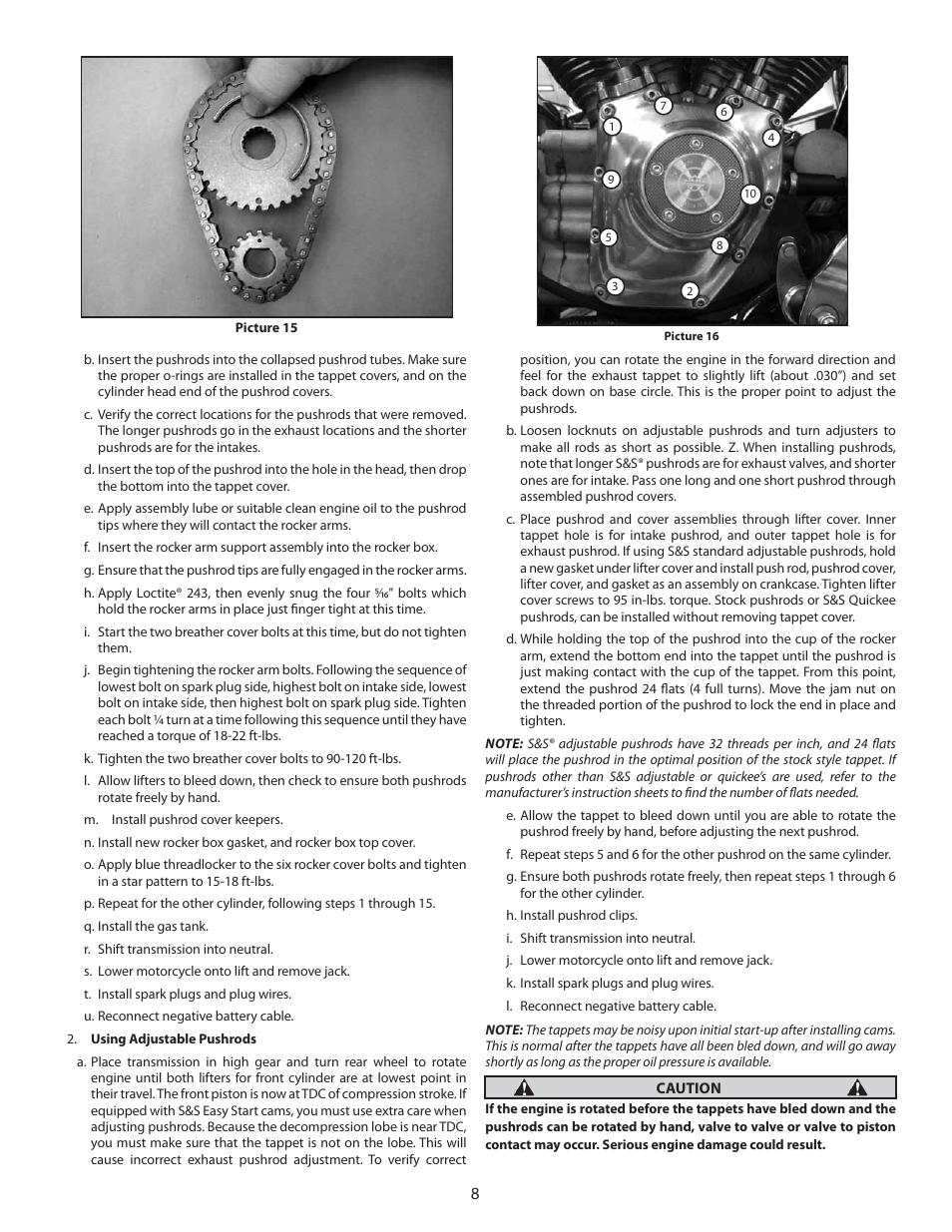 S&S Cycle Standard and Easy Start Chain Drive Camshafts for Harley-Davidson Twin Cam 88 Engines 1999–2006 Big Twin, except 2006 Dyna models User Manual | Page 8 / 8