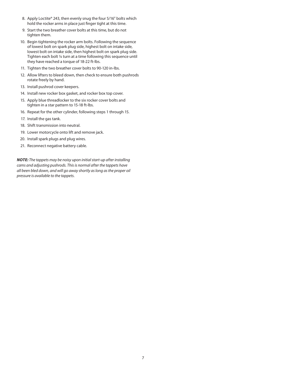 S&S Cycle Standard and Easy Start Chain Drive Camshafts for 2006 Harley-Davidson Dyna models and all 2007-up Big Twins User Manual | Page 7 / 8