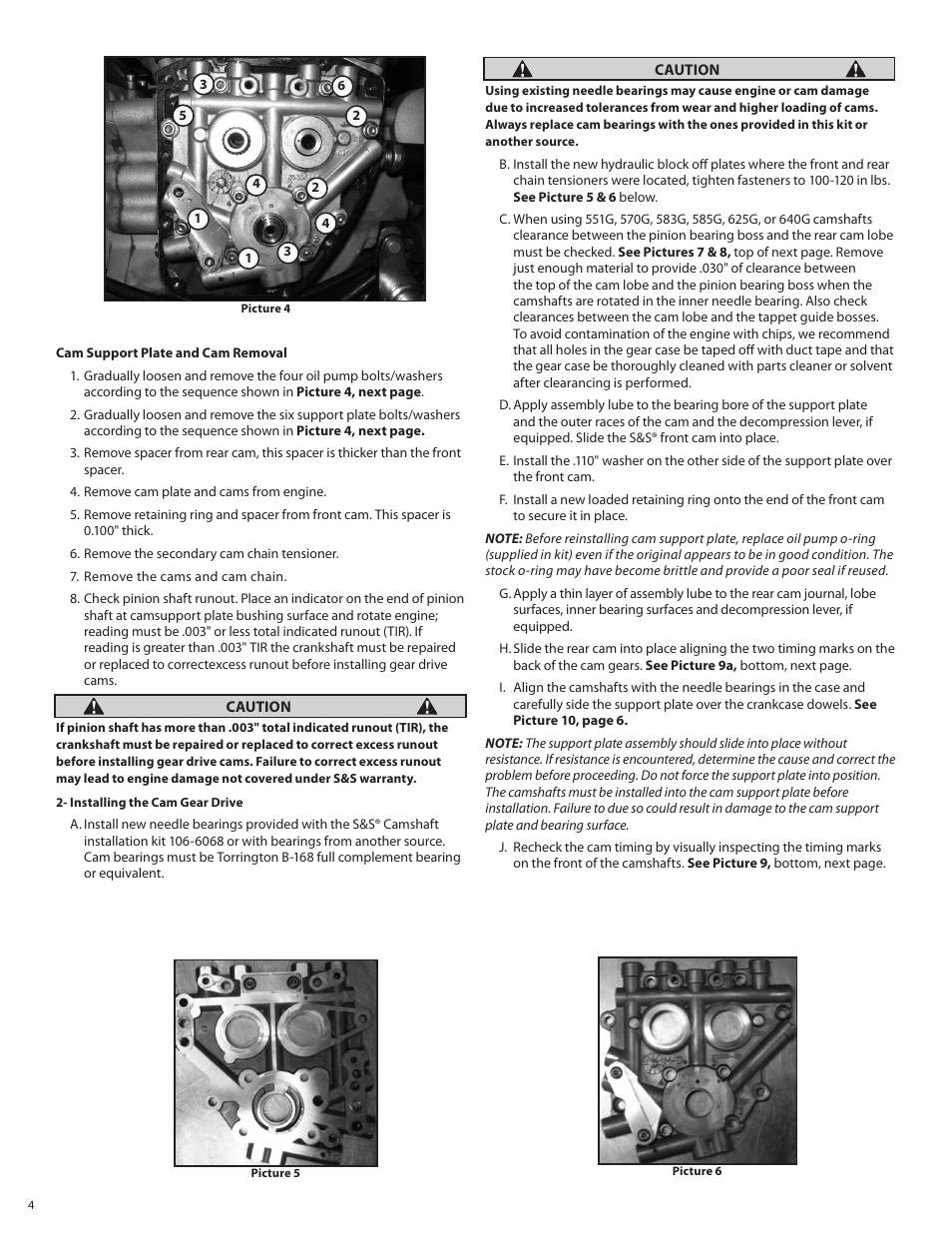 S&S Cycle Standard & Easy Start Gear Drive Camshafts for 2007–up Harley-Davidson Big Twin and 2006 Dyna Models User Manual | Page 4 / 8