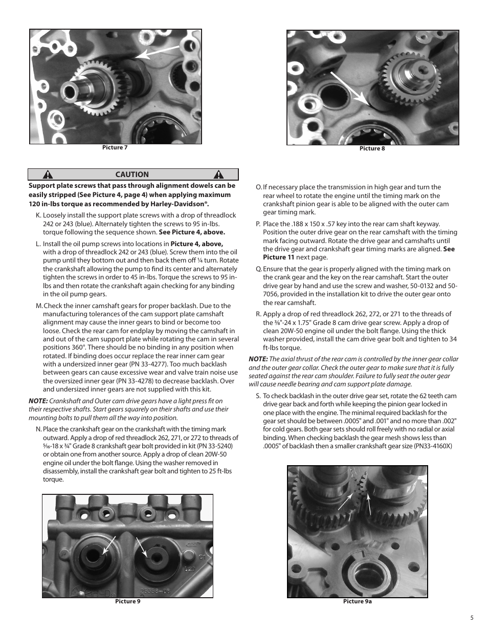 S&S Cycle Standard & Easy Start Gear Drive Camshafts for 2007–up Harley-Davidson Big Twin and 2006 Dyna Models User Manual | Page 5 / 8