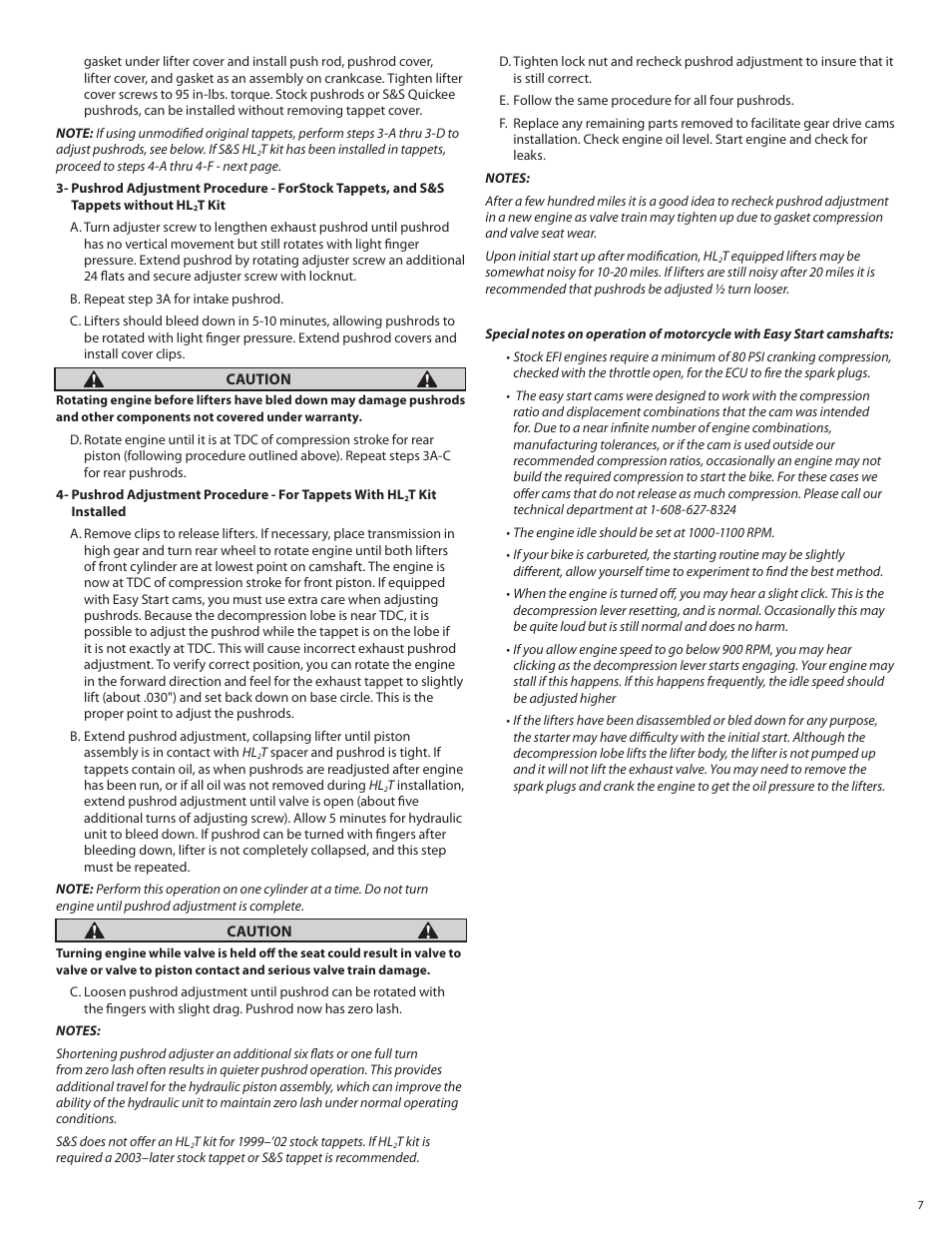 S&S Cycle Standard & Easy Start Gear Drive Camshafts for 2007–up Harley-Davidson Big Twin and 2006 Dyna Models User Manual | Page 7 / 8