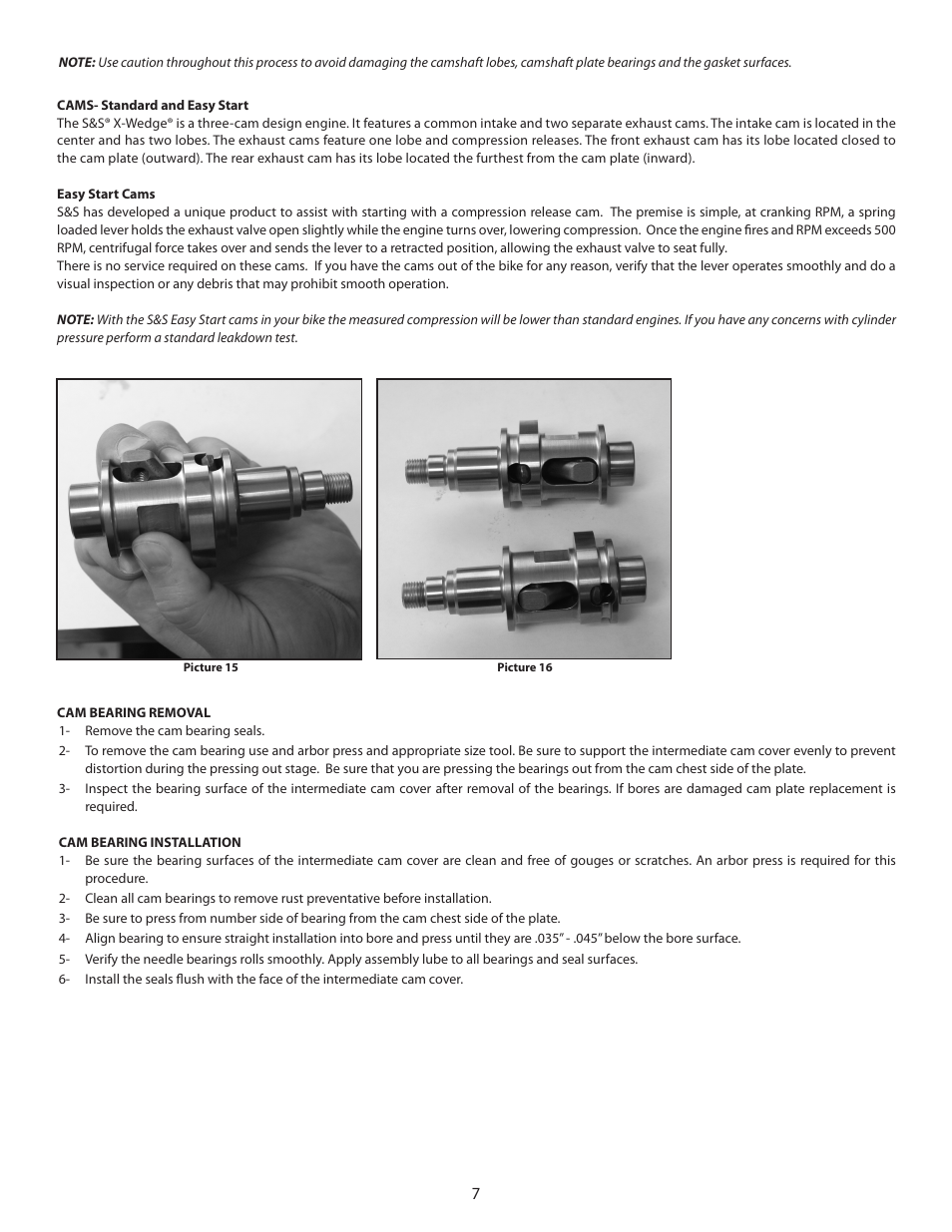 S&S Cycle Easy Start Camshafts for X-Wedge Engines User Manual | Page 7 / 12