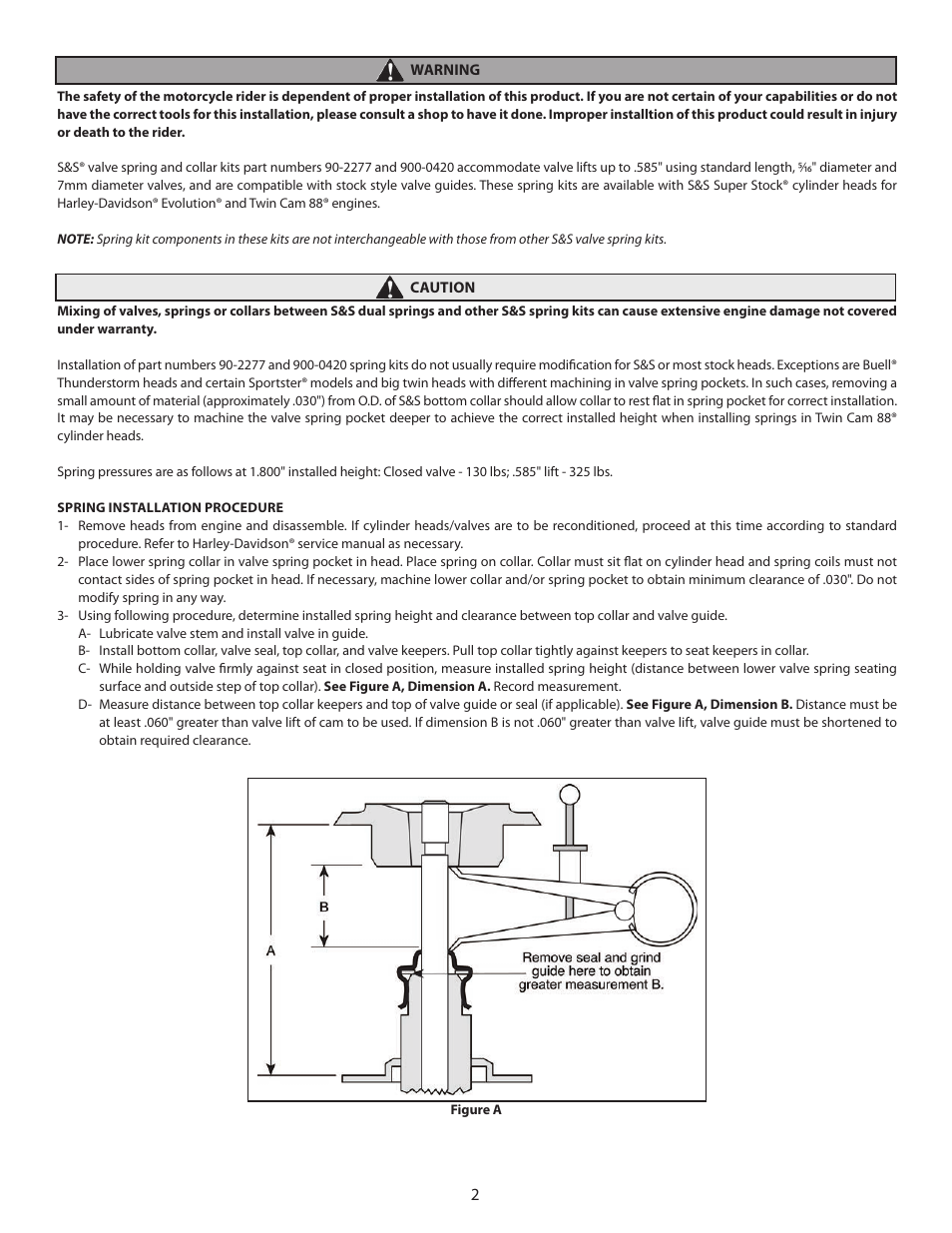 S&S Cycle Dual Valve Spring Kits for 1984–12 Harley-Davidson Big Twin and 1986–12 Sportster Models User Manual | Page 2 / 4