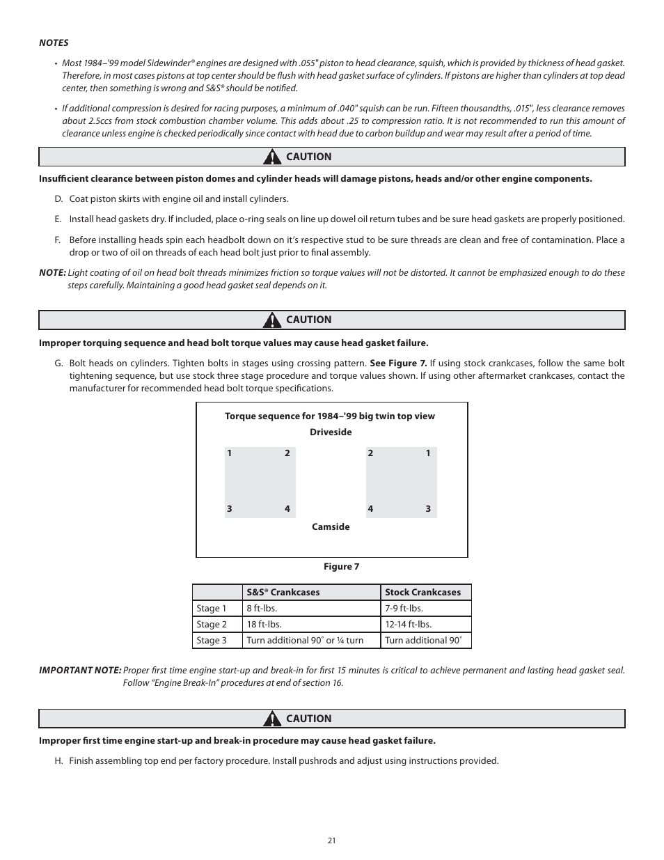S&S Cycle Sidewinder 3 5/8 Big Bore Cylinders for 1936–1999 Big Twins User Manual | Page 21 / 28