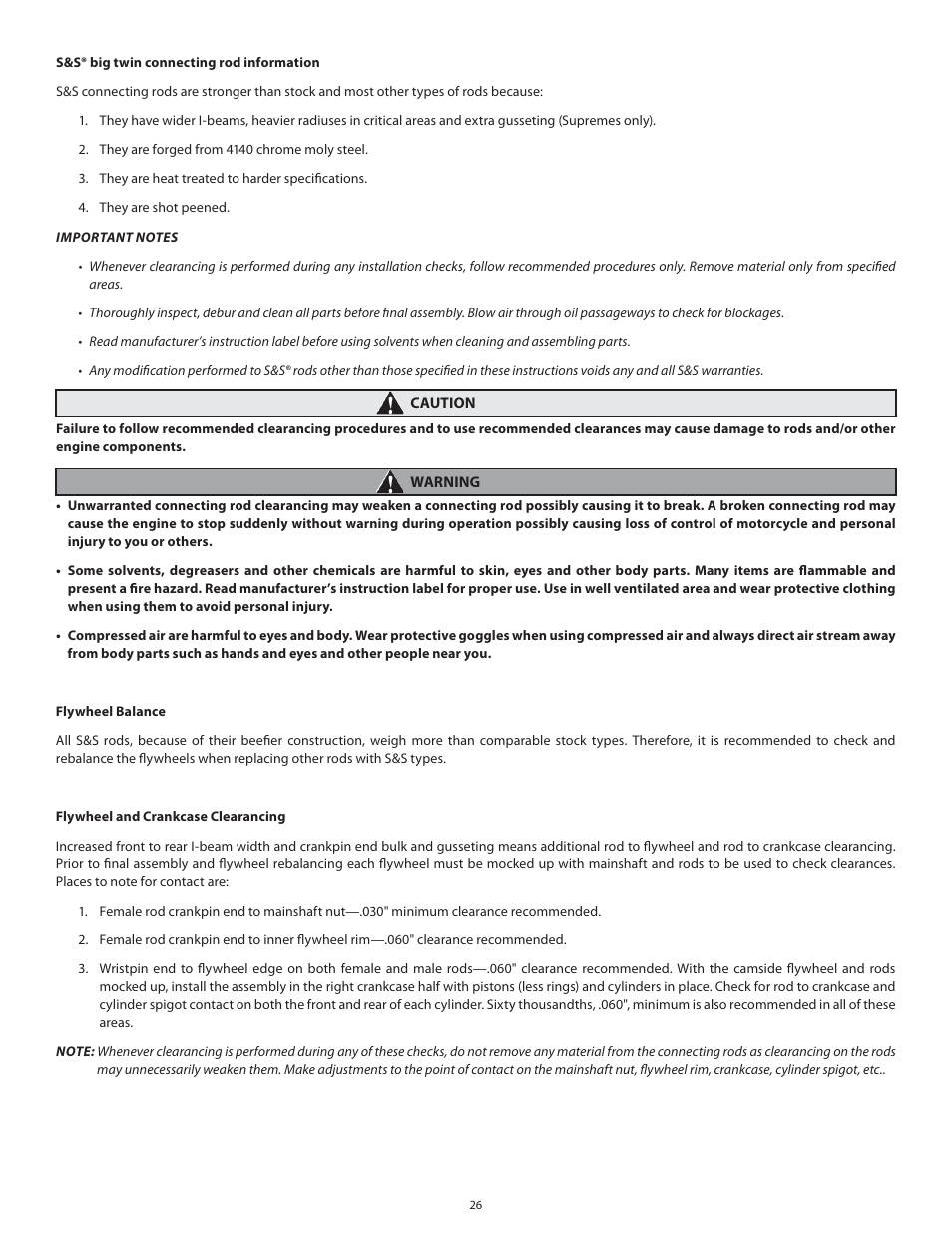 S&S Cycle Sidewinder 3 5/8 Big Bore Cylinders for 1936–1999 Big Twins User Manual | Page 26 / 28