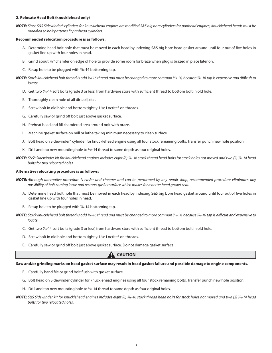 S&S Cycle Sidewinder 3 5/8 Big Bore Cylinders for 1936–1999 Big Twins User Manual | Page 3 / 28