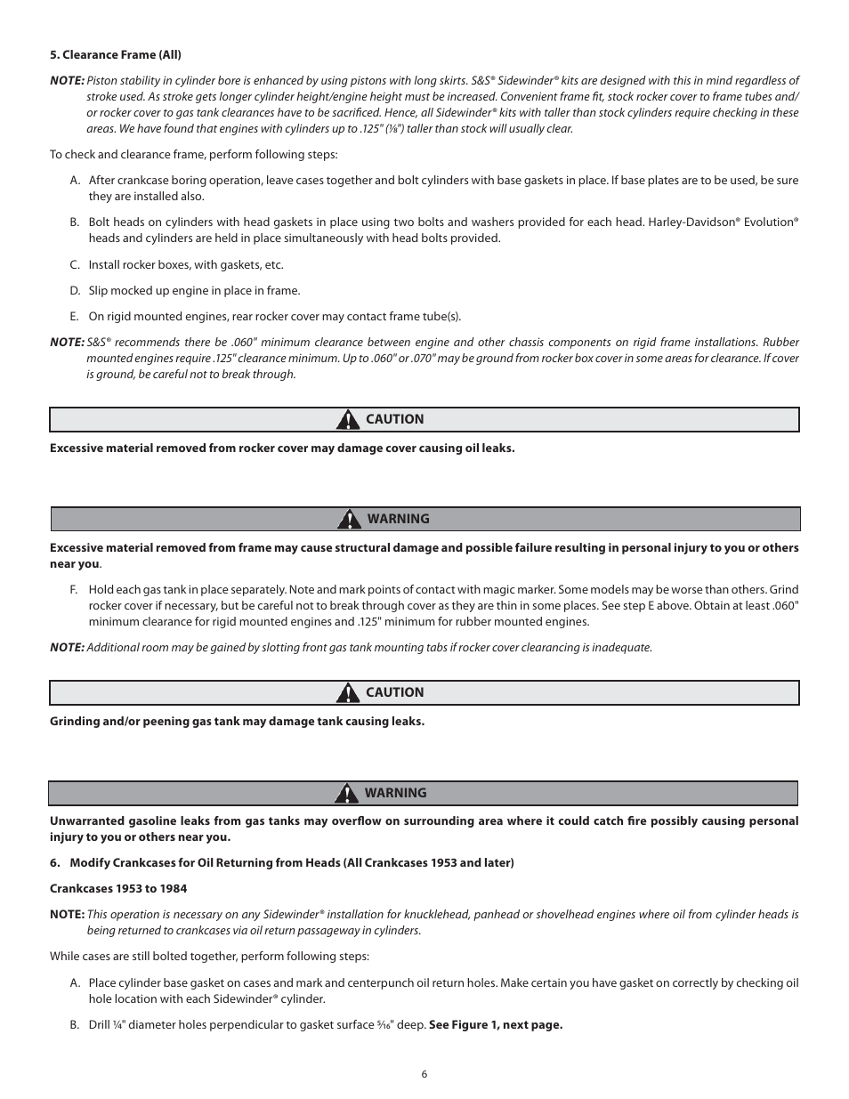 S&S Cycle Sidewinder 3 5/8 Big Bore Cylinders for 1936–1999 Big Twins User Manual | Page 6 / 28