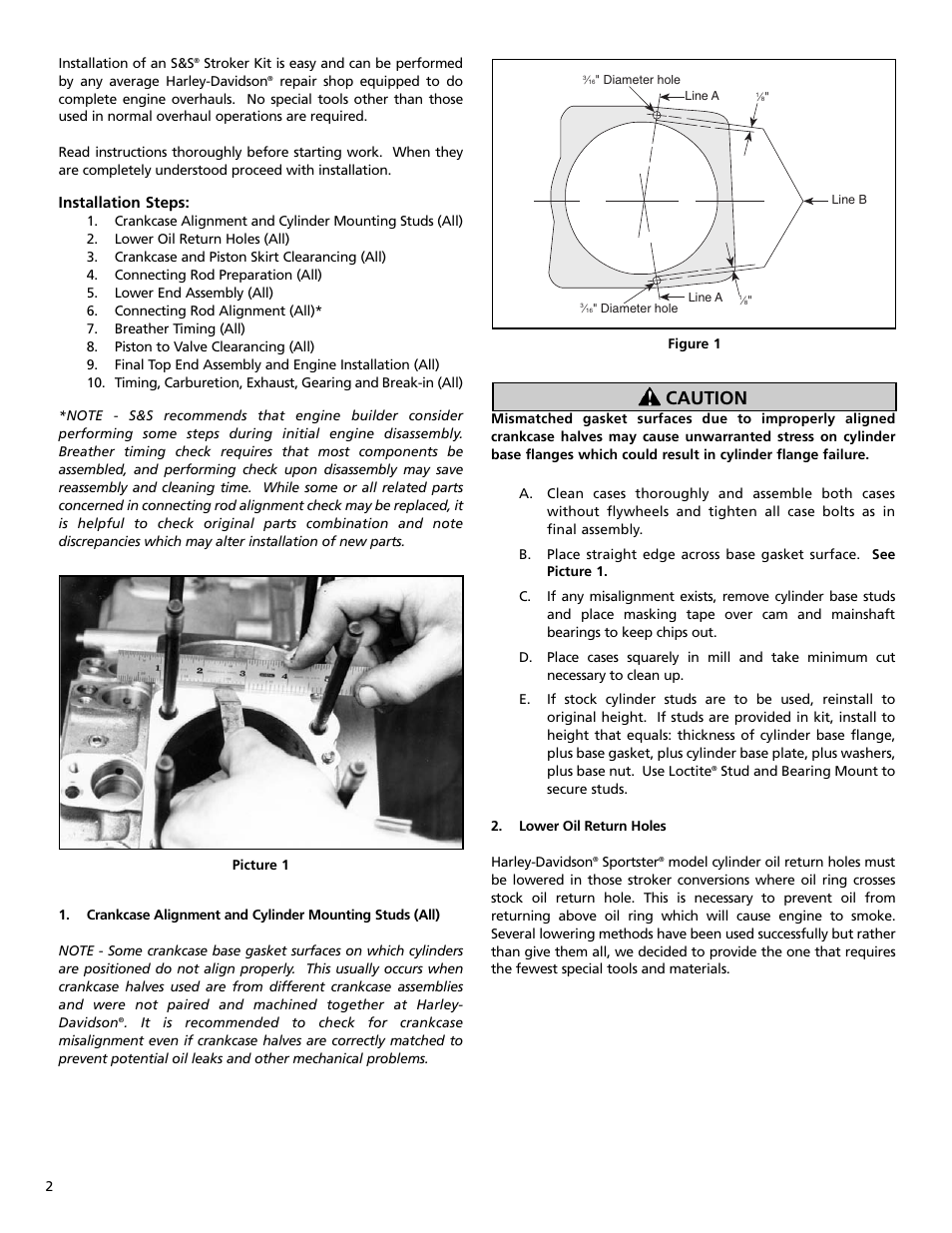 Caution | S&S Cycle Bore Stroker Kit 3 3/16 for Harley-Davidson Sportster Models User Manual | Page 2 / 12