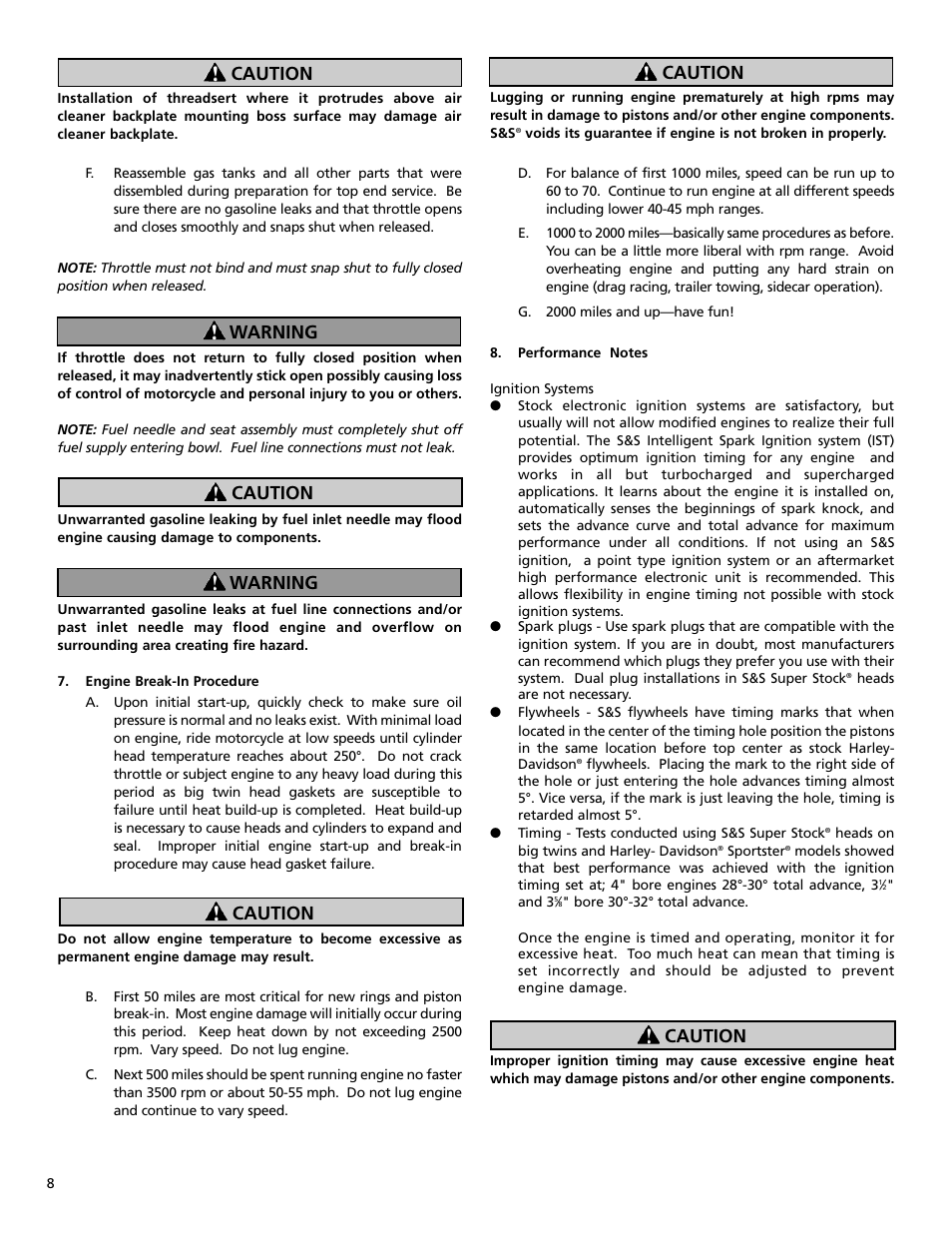 S&S Cycle Replacement Cylinder Heads for 1984-1999 Harley-Davidson Evolution Engines and 1986-2003 Sportster Motorcycles User Manual | Page 8 / 12