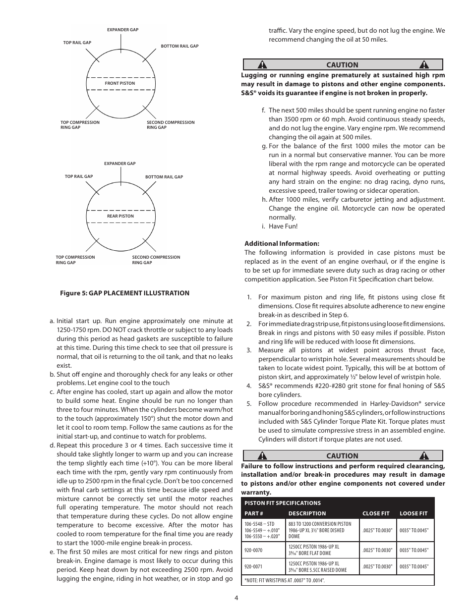 S&S Cycle Piston and Cylinder Kits for all 1986-up Harley-Davidson Sportster Models User Manual | Page 4 / 4