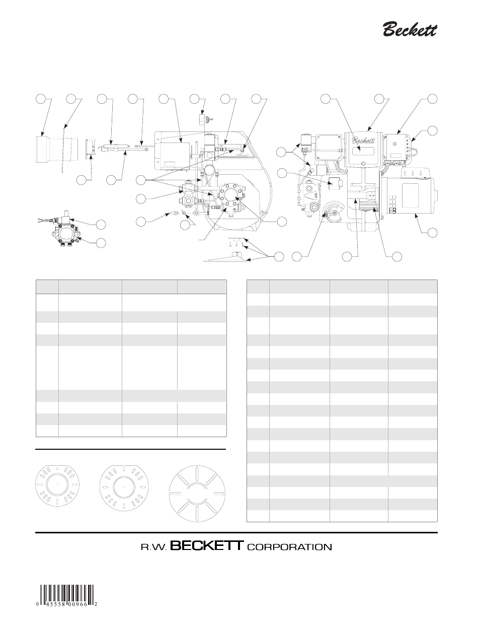 Replacement parts ................... back cover, Replacement parts, Instruction manual – model cf2300a oil burner | Beckett CF 2300A User Manual | Page 16 / 16