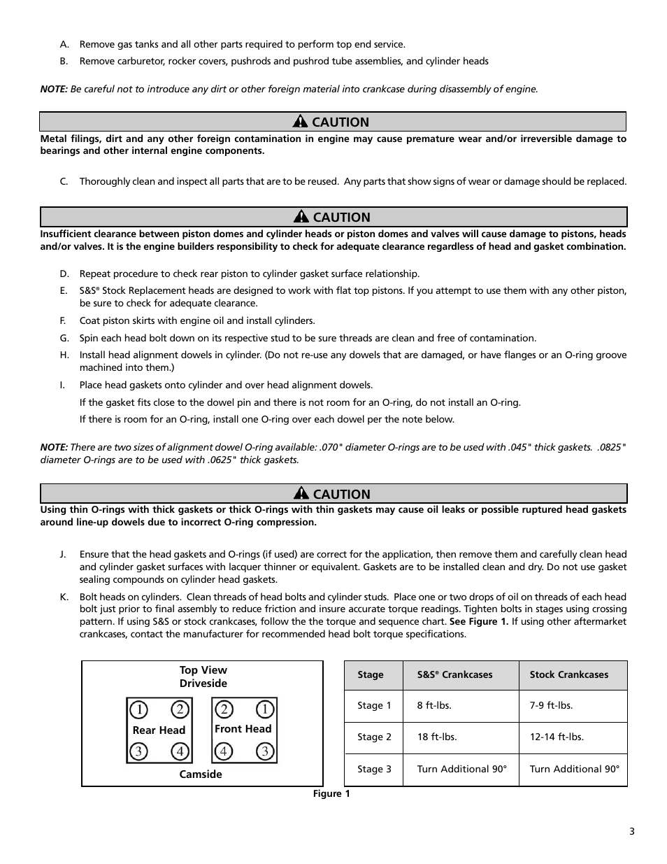 Caution | S&S Cycle Performance Replacement Cylinder Head Kit for 1984-99 Big Twin Engines and Harley-Davidson Sportster Models User Manual | Page 3 / 8