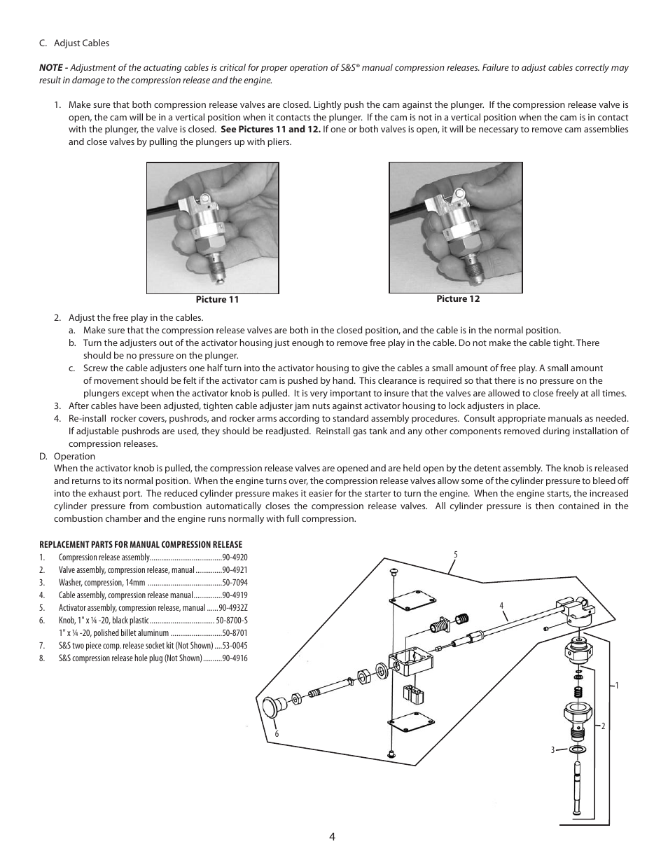 S&S Cycle Mechanical Compression Release PN 90-4925 User Manual | Page 4 / 4