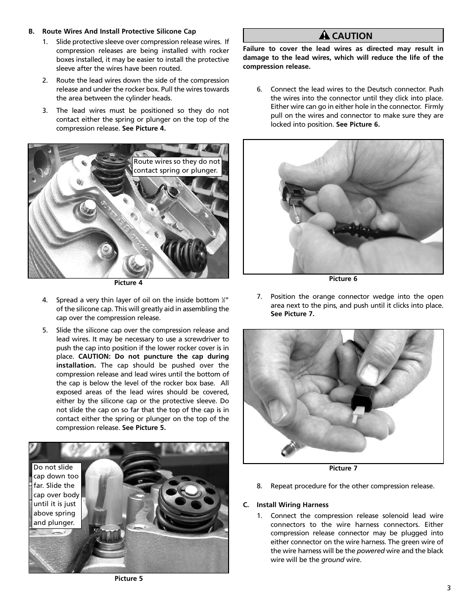 Caution | S&S Cycle Electric Compression Release PN 90-4915 User Manual | Page 3 / 4