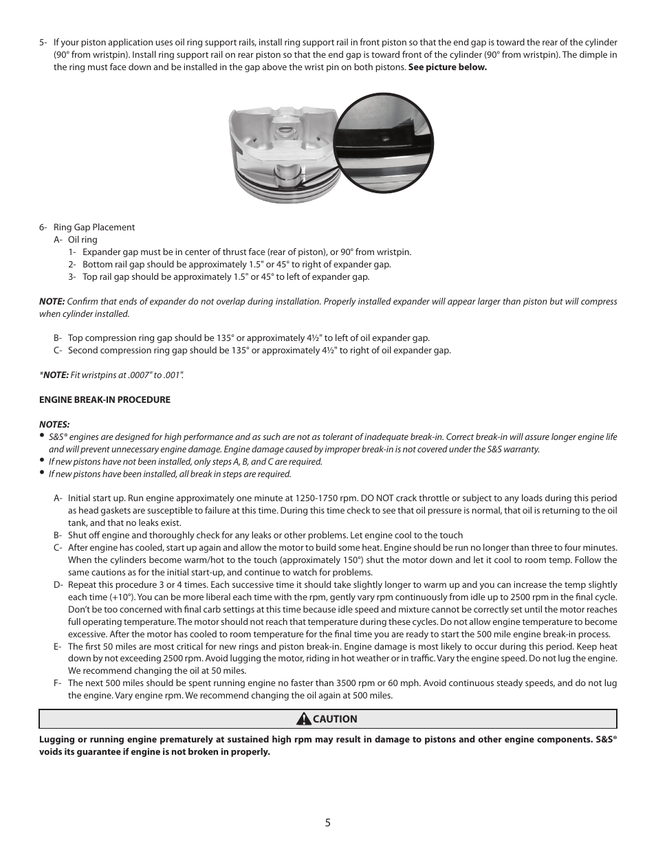 S&S Cycle Pistons User Manual | Page 5 / 6