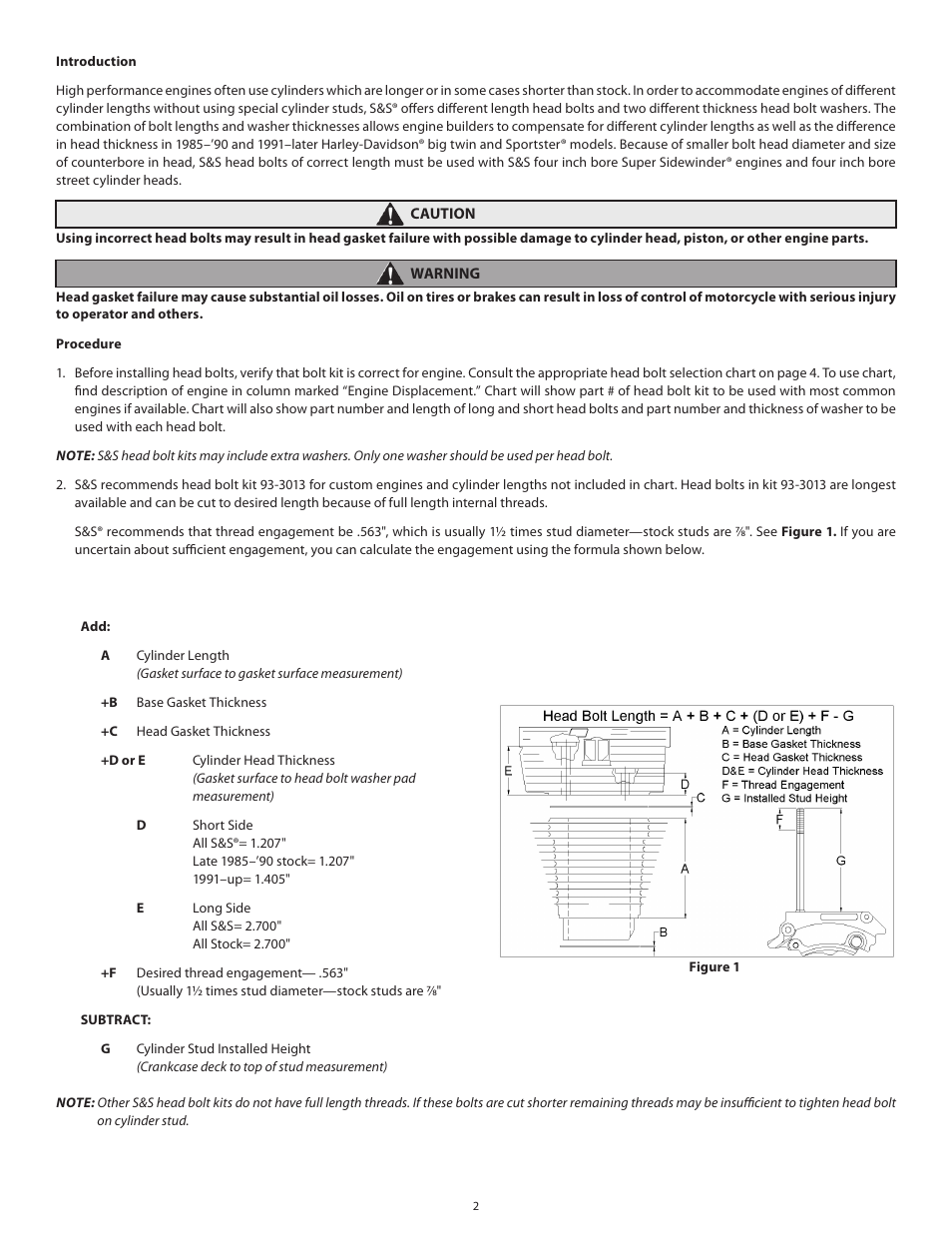 S&S Cycle Head Bolts for 1984–12 Harley-Davidson Big Twin & 1986–12 Sportster Models User Manual | Page 2 / 4